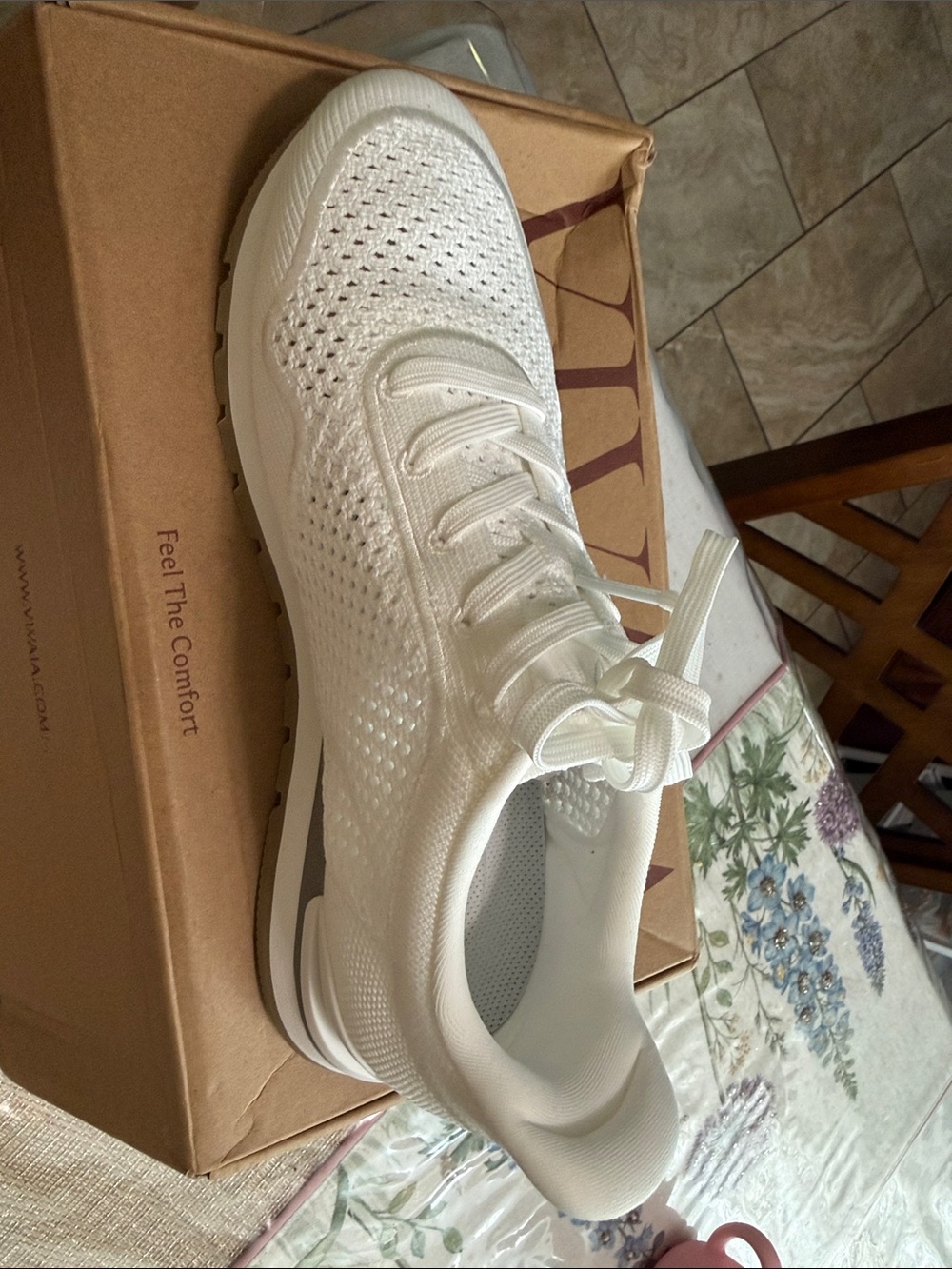 Women's White Knit Lace-Up Comfort Sneaker